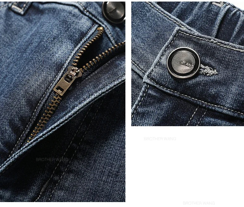 Men’s Classic Straight-Leg Jeans – Blue or Dark Gray