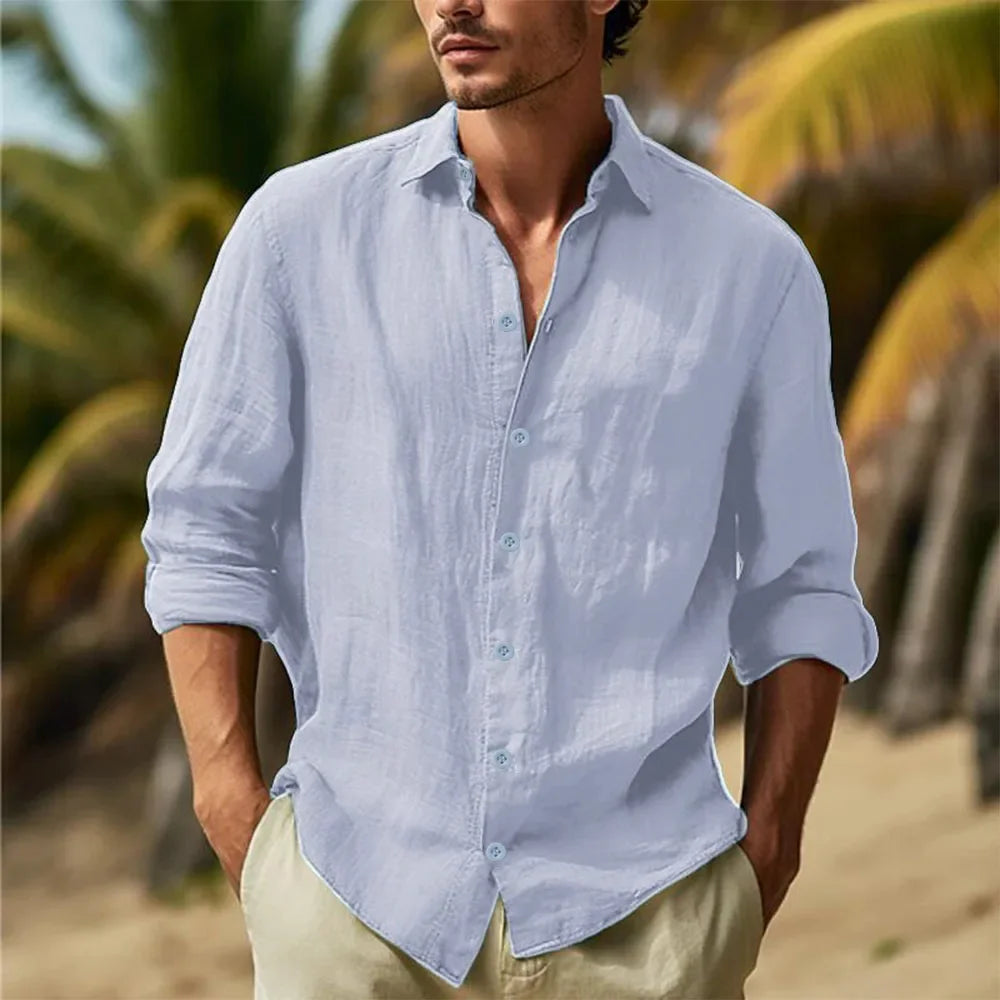 Men’s Cotton-Linen Long-Sleeve Shirt