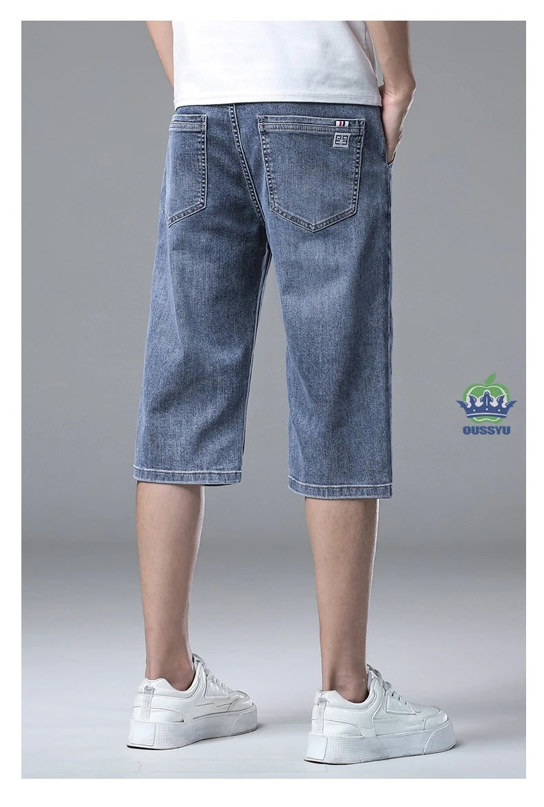 Men’s Baggy Denim Cargo Shorts – 3/4 Length