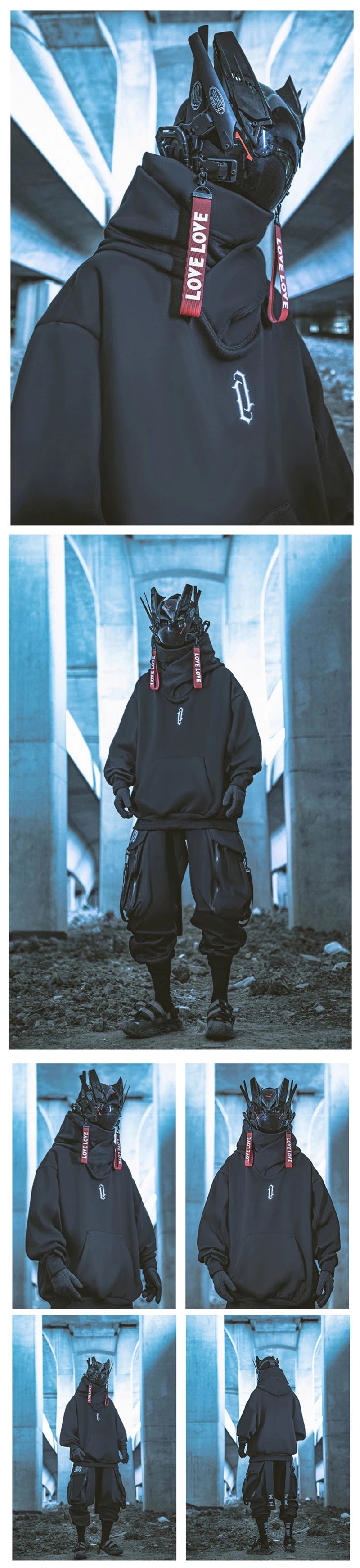 Winter Embroidery Turtleneck Men's Hooded Sweatshirt Japanese Ninja Oversized Hoodies Hip Hop Fleece Pocket Streetwear Y2K Hoody Padilla Innovations LLC