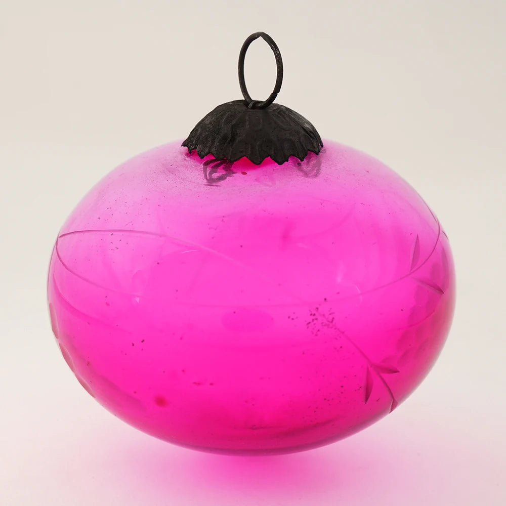 Pink Glass Turnip Christmas Ornament – 3.9-Inch