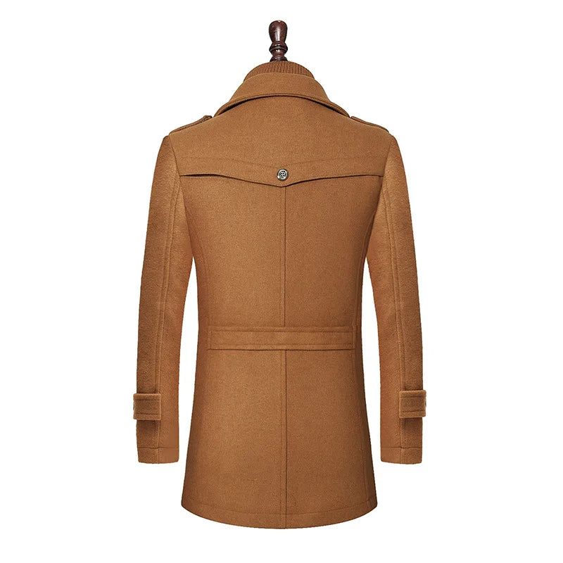 Men’s Wool-Blend Double-Collar Overcoat