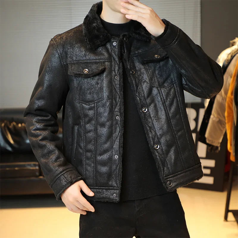 Men’s PU Leather Bomber Jacket