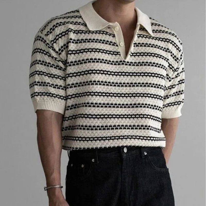 Polo de manga corta a rayas para hombre