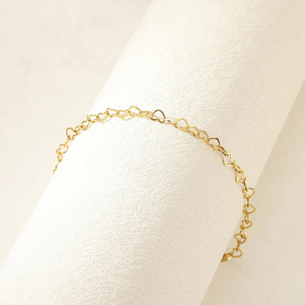 Women’s Stainless Steel Leaf & Heart Anklet