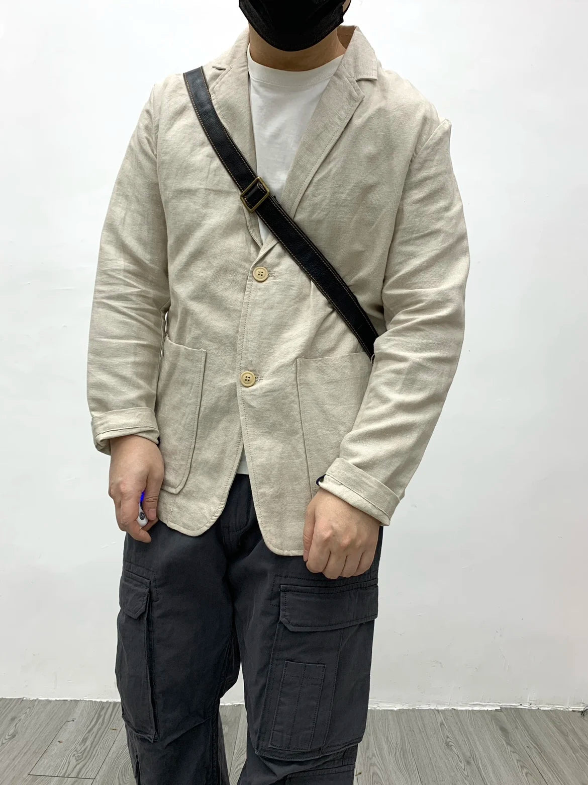 Chaqueta de traje para hombre de algodón y lino estilo japonés
