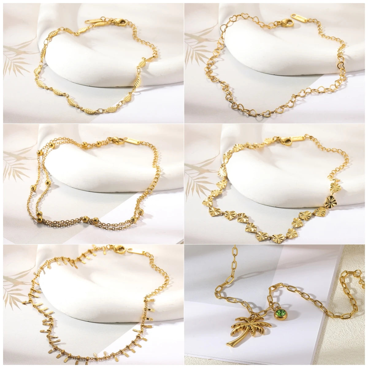 Women’s Stainless Steel Leaf & Heart Anklet