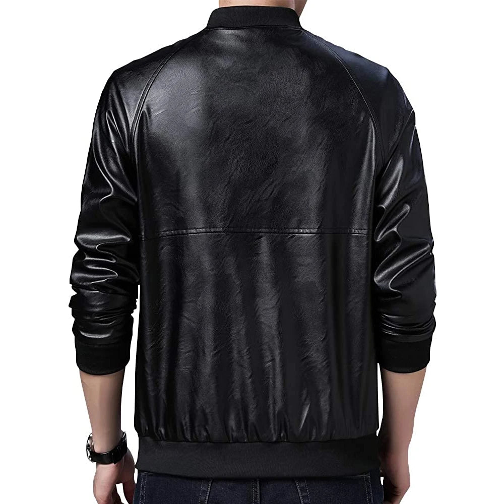 Men’s Windproof Winter Leather Jacket