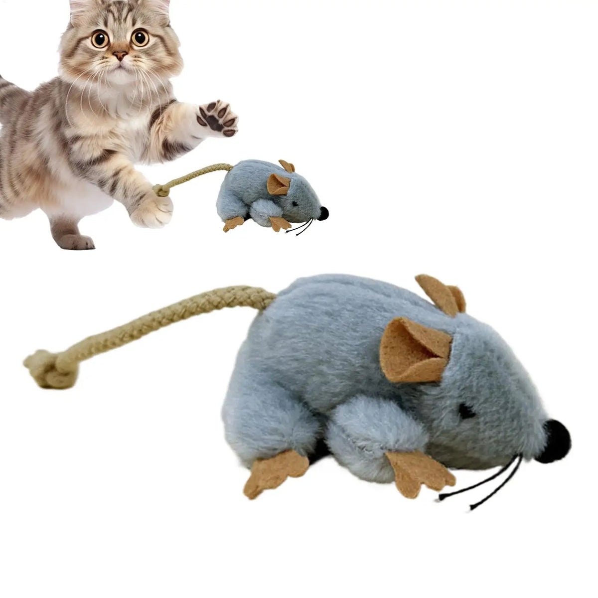 Interactive Plush Mouse Cat Toy with Sound