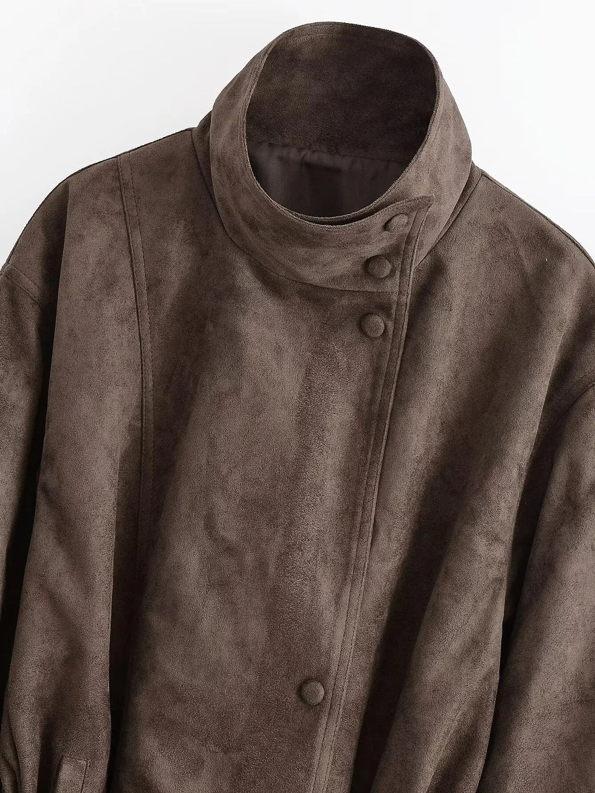 Women Brown Faux Leather Jackets Chic Casual Long Sleeve Lapel Loose Zipper Drawstring Coats Autumn Winter Streetwears Coats Padilla Innovations LLC