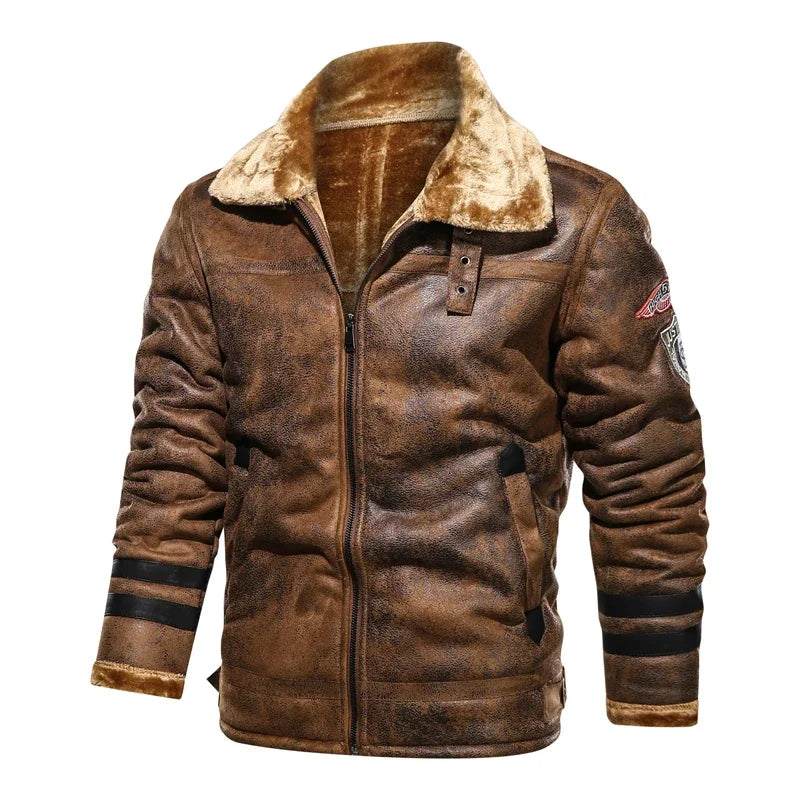 Men’s PU Leather Bomber Jacket