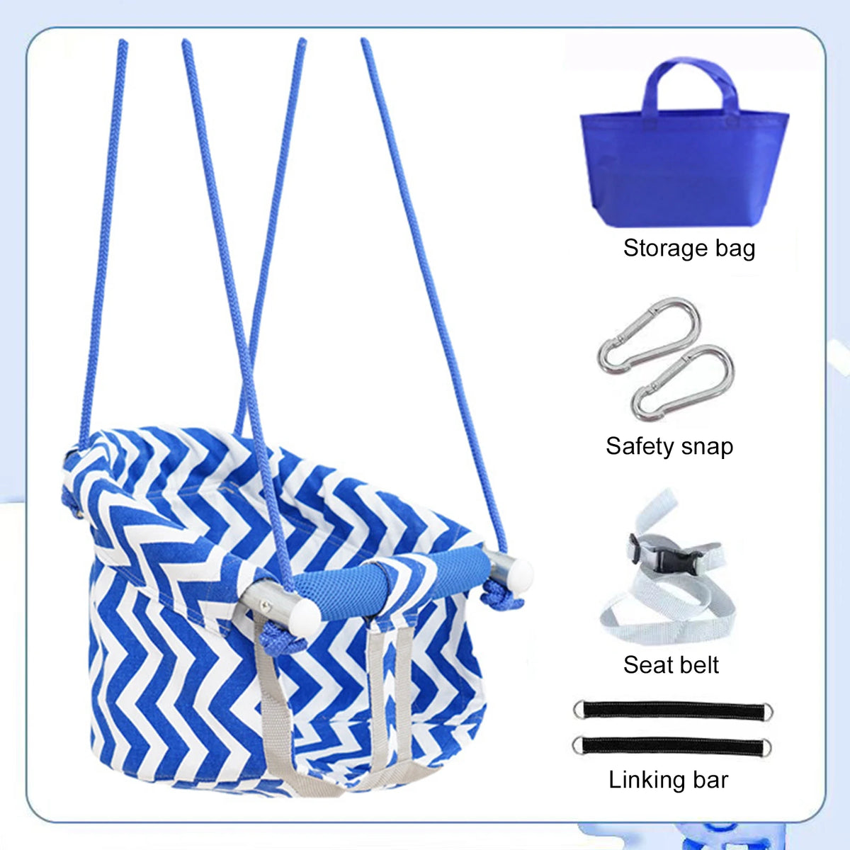 Children Hanging Swing Adjustable Strap Length High Back Full Bucket Swing Set Toddler Swing for Kids Indoor and Outdoor Use