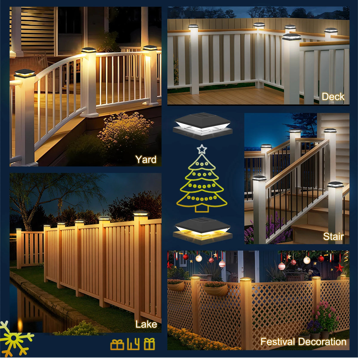 Solar LED Fence & Post Cap Lights – 1-Pack or 2-Pack