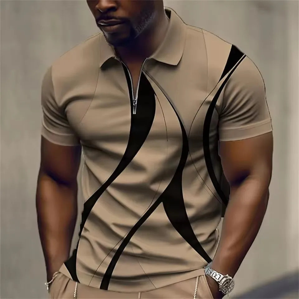 Men’s Geometric Print Short-Sleeve Polo Shirt