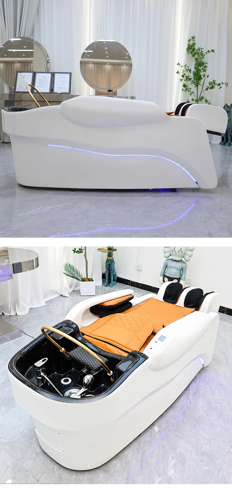 Ceramic Shampoo Station with Massage Bed