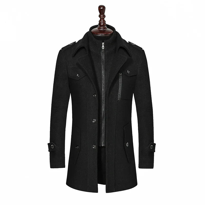 Men’s Wool-Blend Double-Collar Overcoat