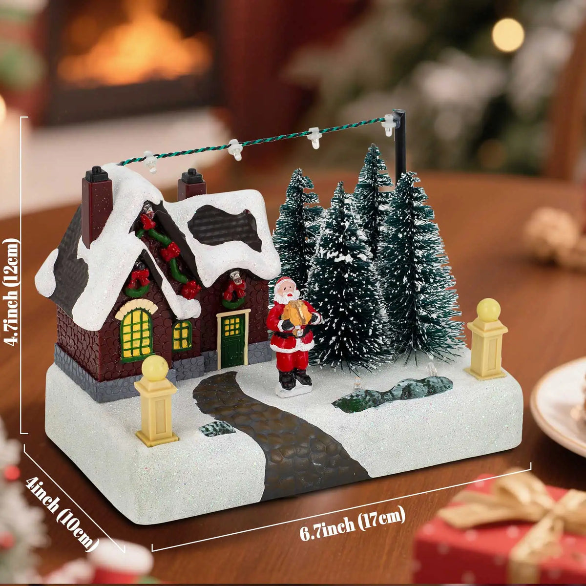 Light-Up Christmas Village Building with Santa