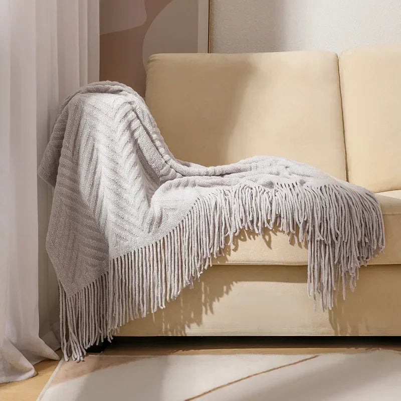 Cozy Throw Blanket Home Decoration Sofa Cover Soft Knitted Blanket Solid Color Bedspread On The Bed Office Nap Cover Warm Shawl