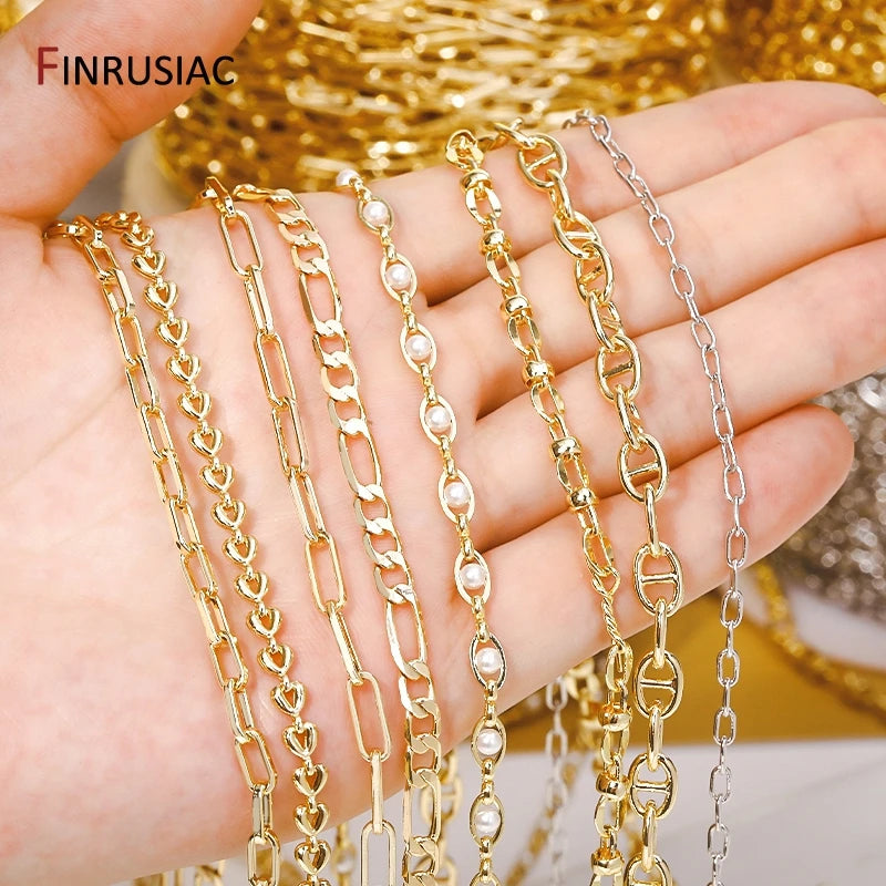 14K Gold-Plated Brass Chain for Jewelry Making