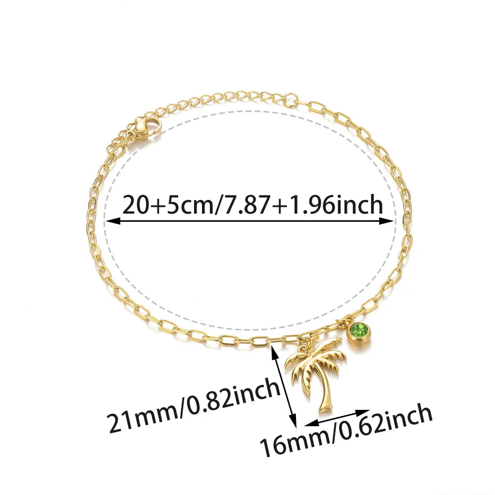 Women’s Stainless Steel Leaf & Heart Anklet