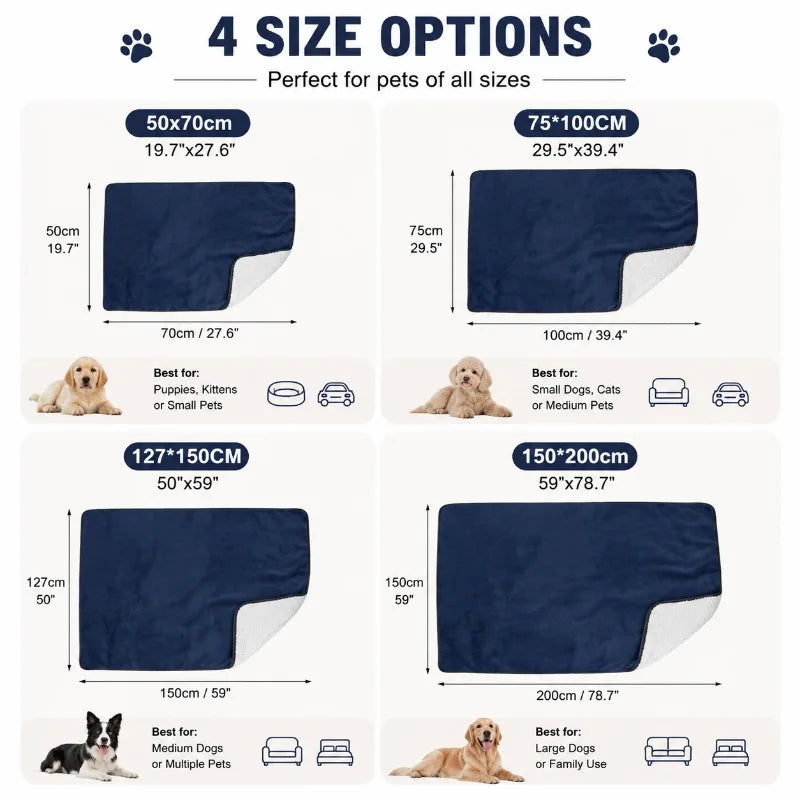 Waterproof Pet Blankets for Beds Soft Sherpa Fleece Dog Cat Blanket Double Side Flannel Warm Sofa Throw Blanket Pet Sleeping Mat Padilla Innovations LLC