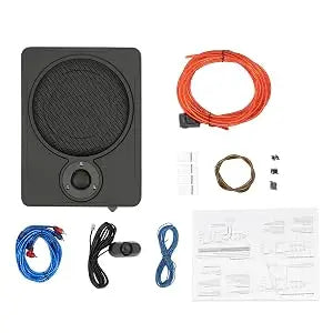 8" Low-Profile Amplified Subwoofer System, Under Seat Powered Subwoofer Active Hideaway Car Truck Sub, Built-in Amplifier, Remo