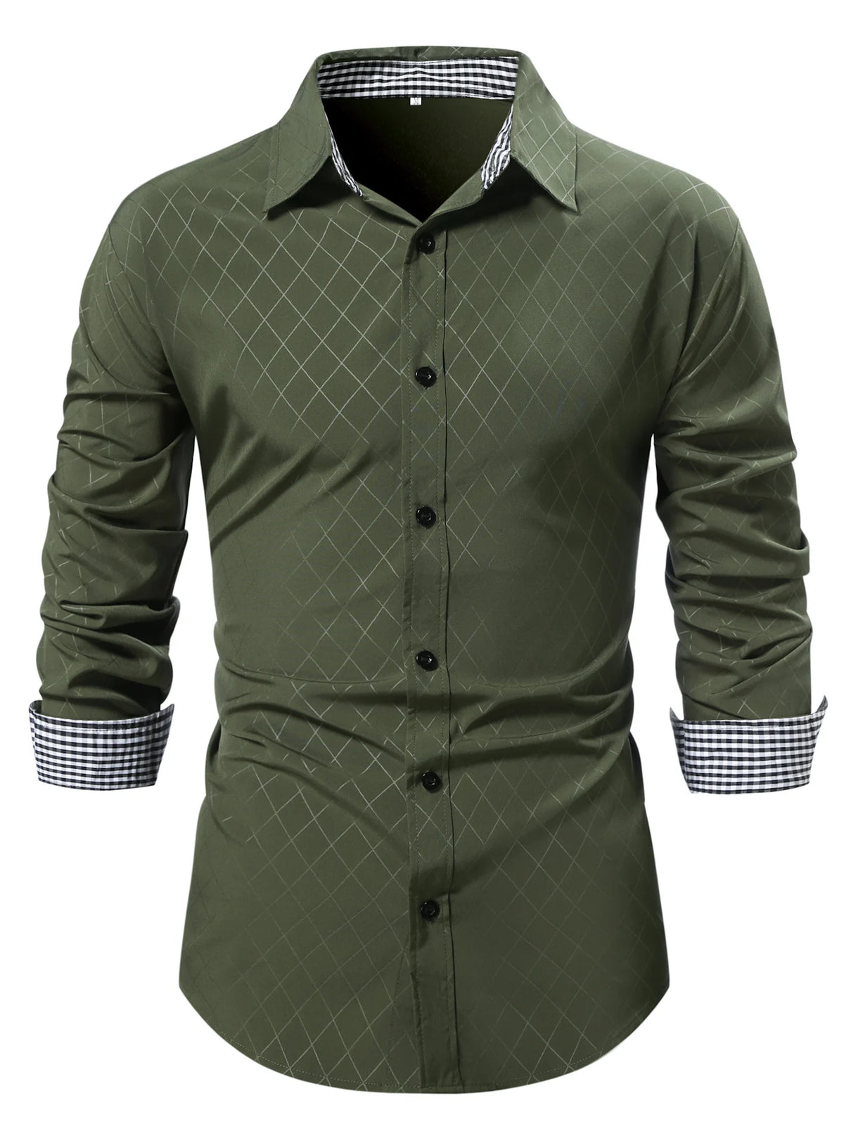 Camisa de manga larga con botones para hombre, estilo casual elegante