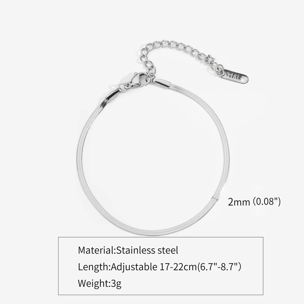 3mm Stainless Steel Flat Chain Bracelet
