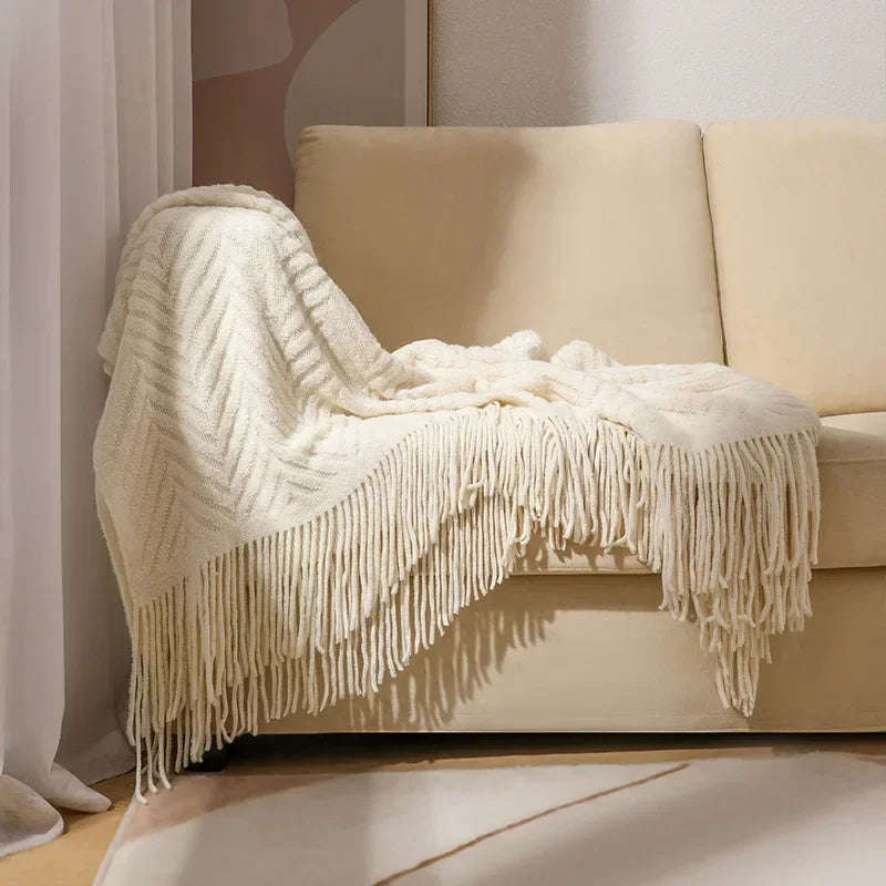 Cozy Throw Blanket Home Decoration Sofa Cover Soft Knitted Blanket Solid Color Bedspread On The Bed Office Nap Cover Warm Shawl