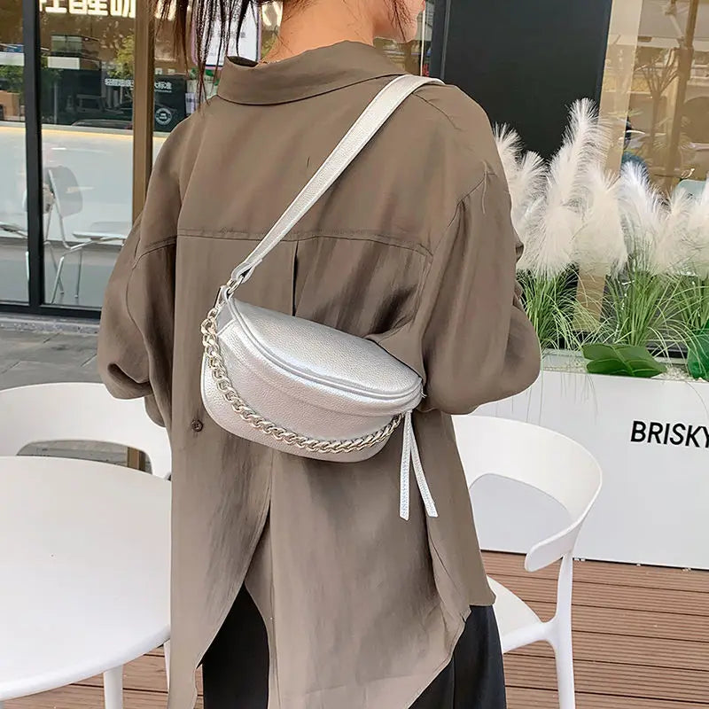 Bolso bandolera de mujer en piel sintética con correa ancha