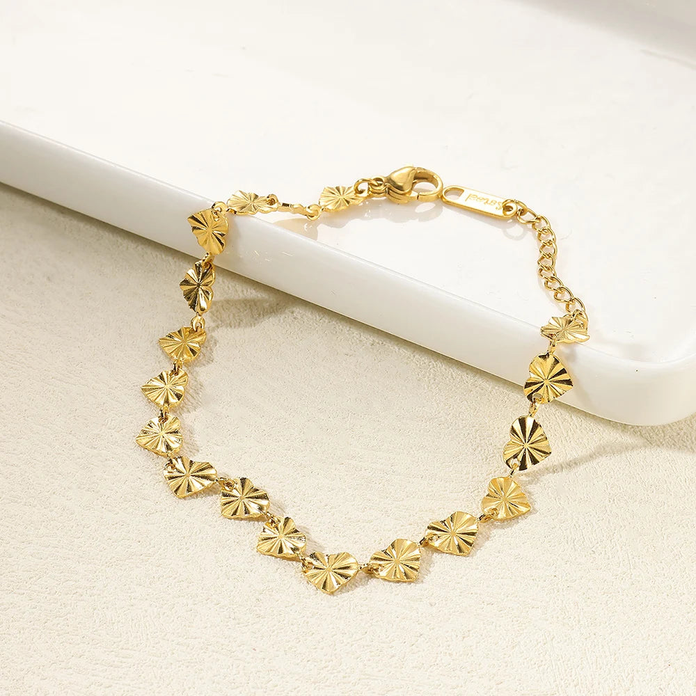 Women’s Stainless Steel Leaf & Heart Anklet