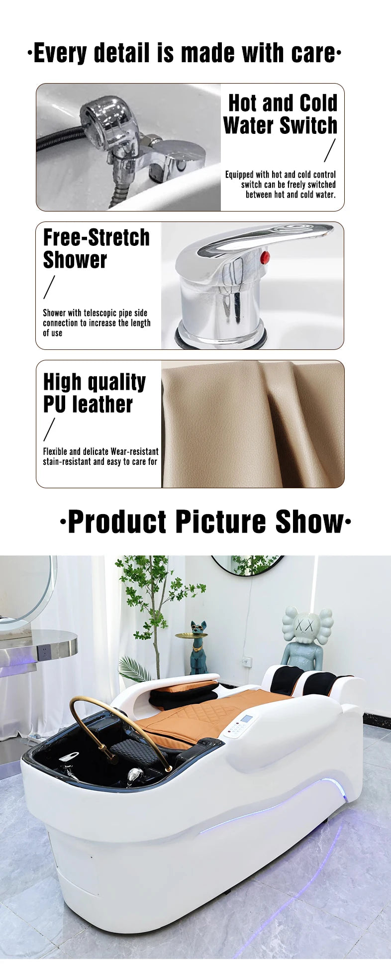 Ceramic Shampoo Station with Massage Bed