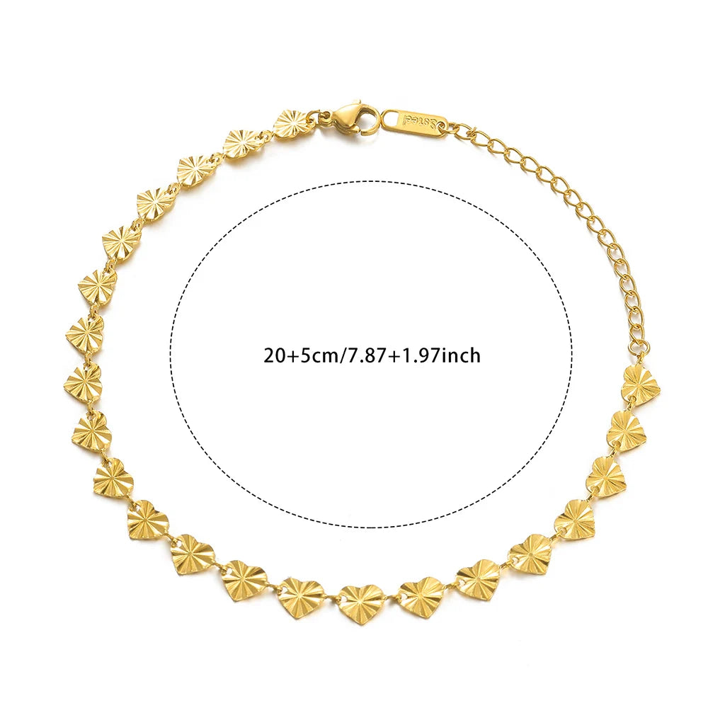 Women’s Stainless Steel Leaf & Heart Anklet