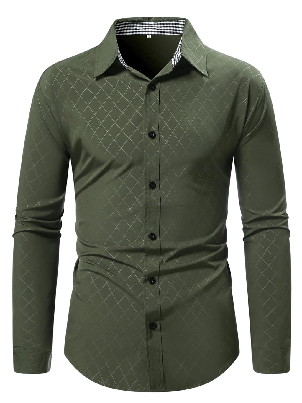 Camisa de manga larga con botones para hombre, estilo casual elegante