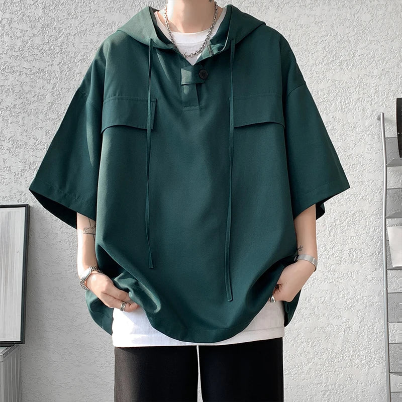 Men’s Hooded Short-Sleeve Streetwear T-Shirt