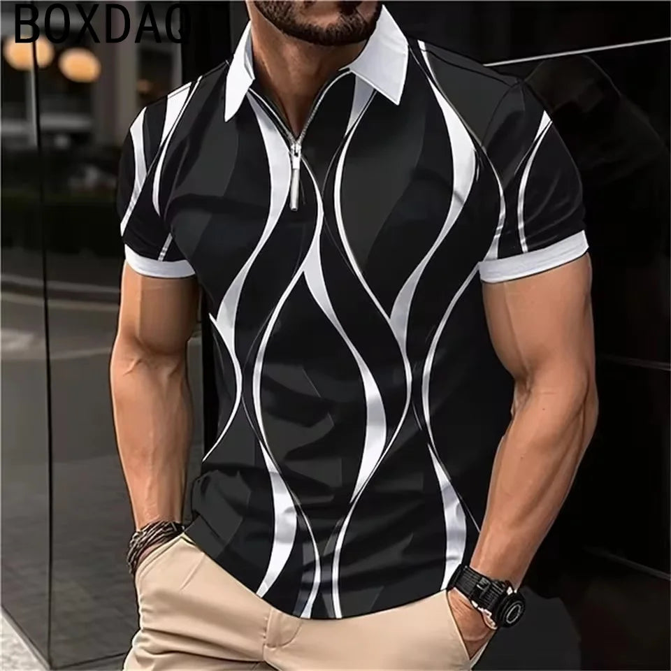 Men’s Geometric Print Short-Sleeve Polo Shirt