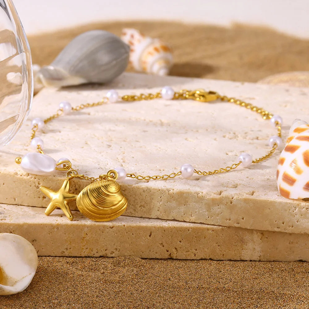 Women’s Stainless Steel Leaf & Heart Anklet