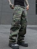 Men’s Army-Green Multi-Pocket Utility Cargo Jeans