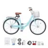 Bicicleta de playa de 26 pulgadas azul claro con portaequipajes trasero