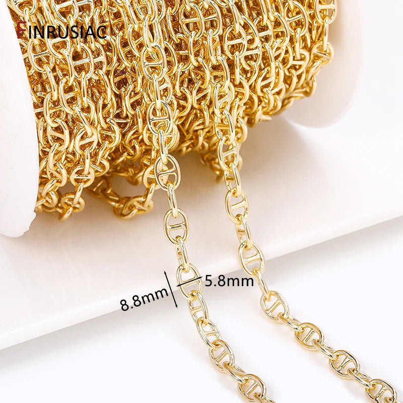 14K Gold-Plated Brass Chain for Jewelry Making