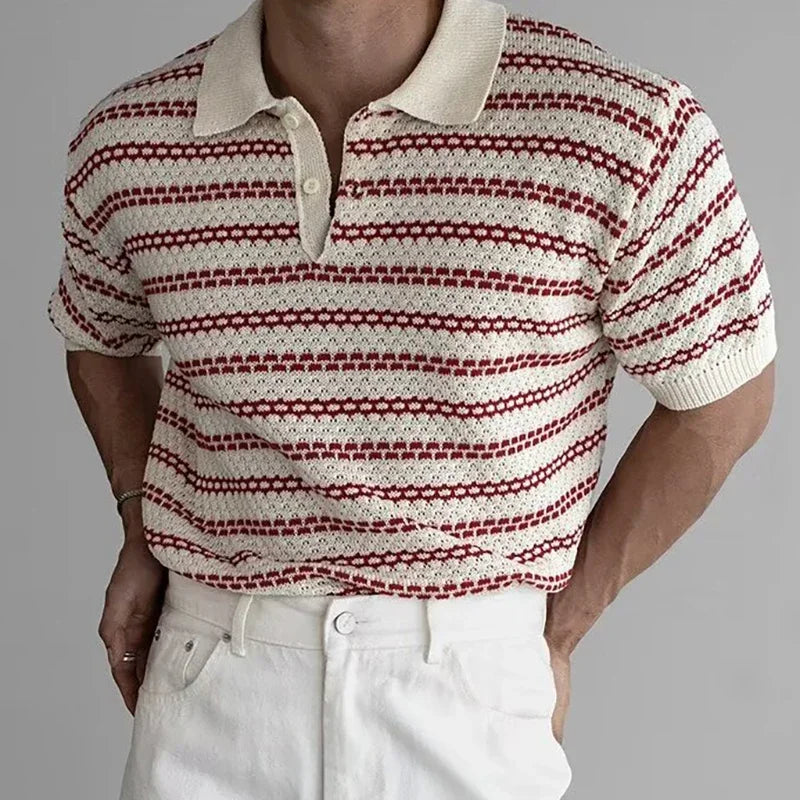 Men’s Striped Short-Sleeve Polo Shirt