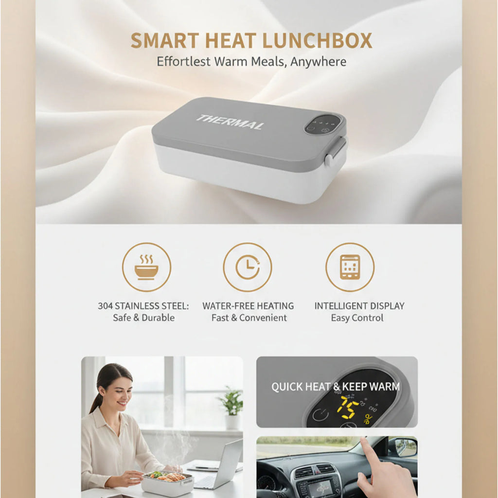 Fiambrera eléctrica con calentador de alimentos – Acero inoxidable 304