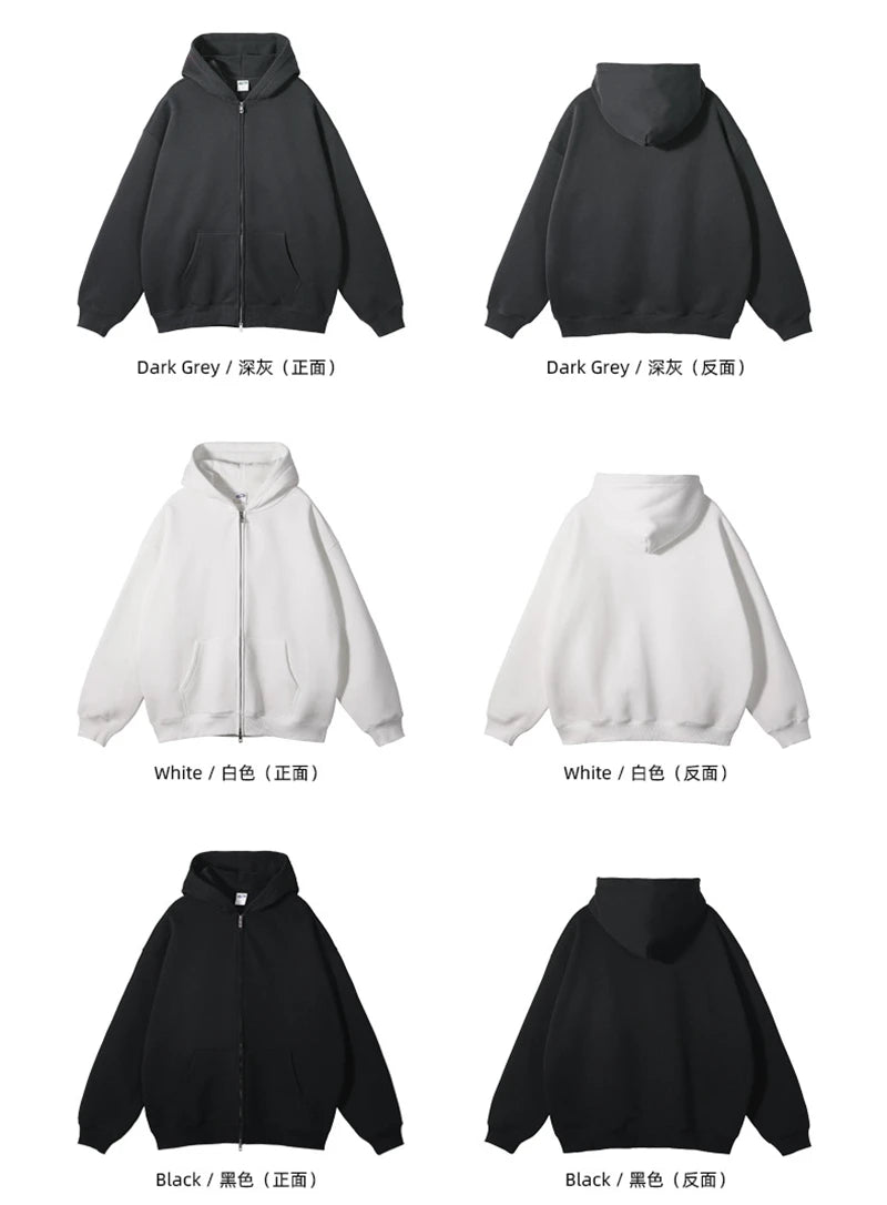 ZODF New Men Double Headed Zipper Fleece Hoodies Unisex Loose Basic Solid Warm Hooded Sweatshirts Coats For Winter HY0633 Padilla Innovations LLC