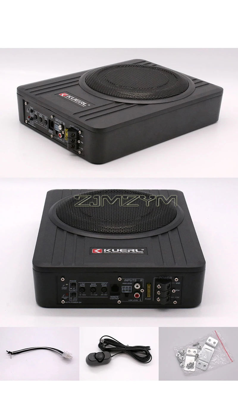 12V High Power Active Subwoofer with Built-in Amplifier, 10"  8'' Slim Under-Seat Active Powered Car Truck Subwoofer