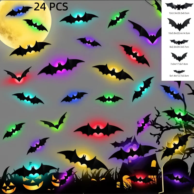 Halloween 3D Bat LED Night Light Wall Decor