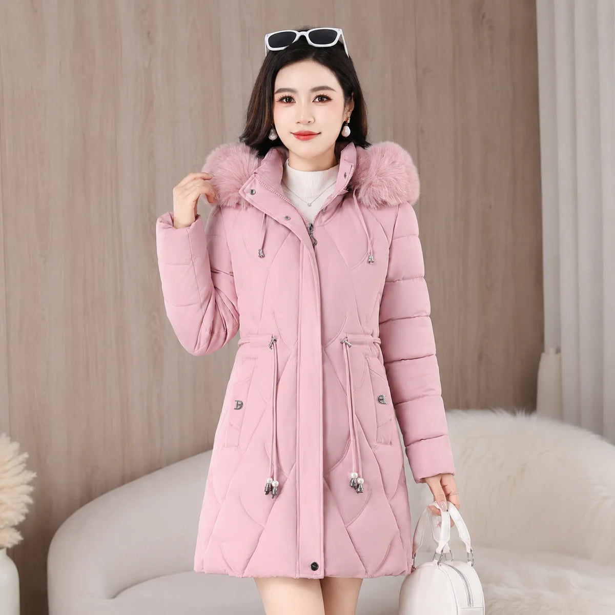 Women’s Long Fur-Collar Winter Puffer Jacket