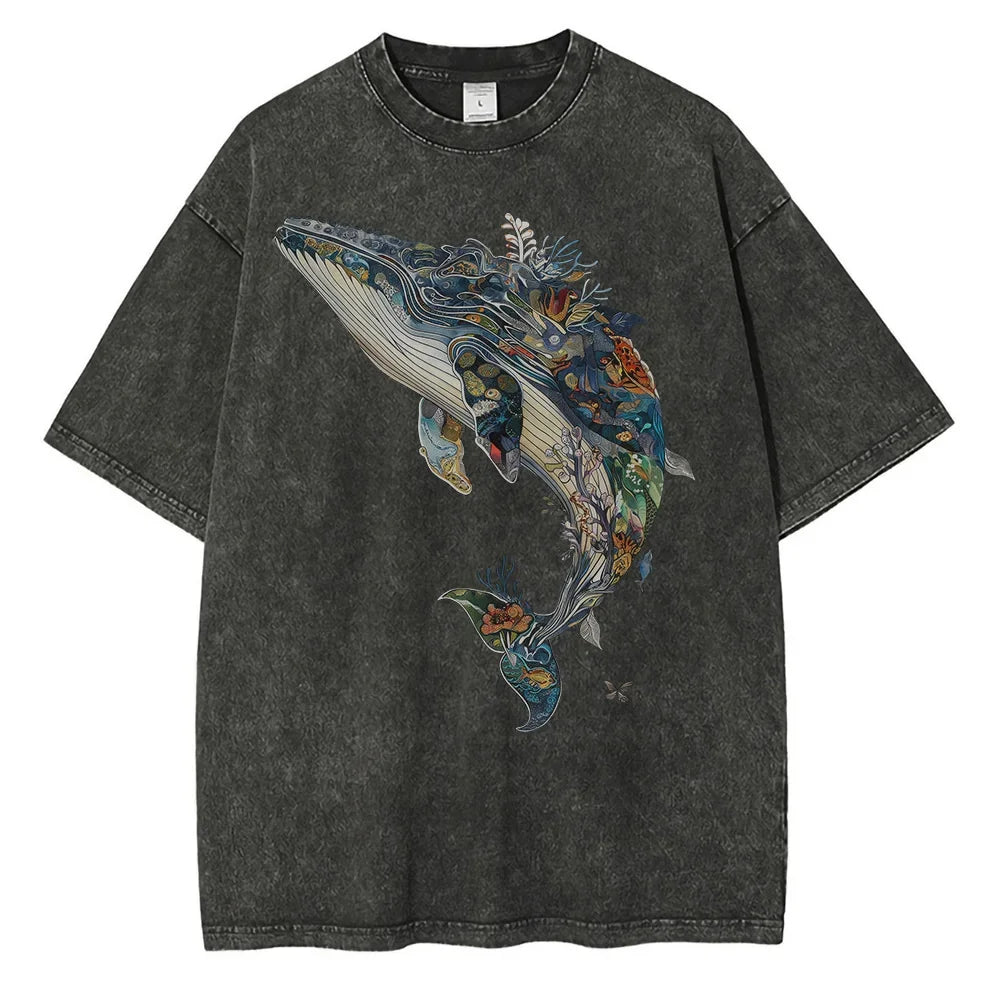 Men’s Whale Print Cotton T-Shirt