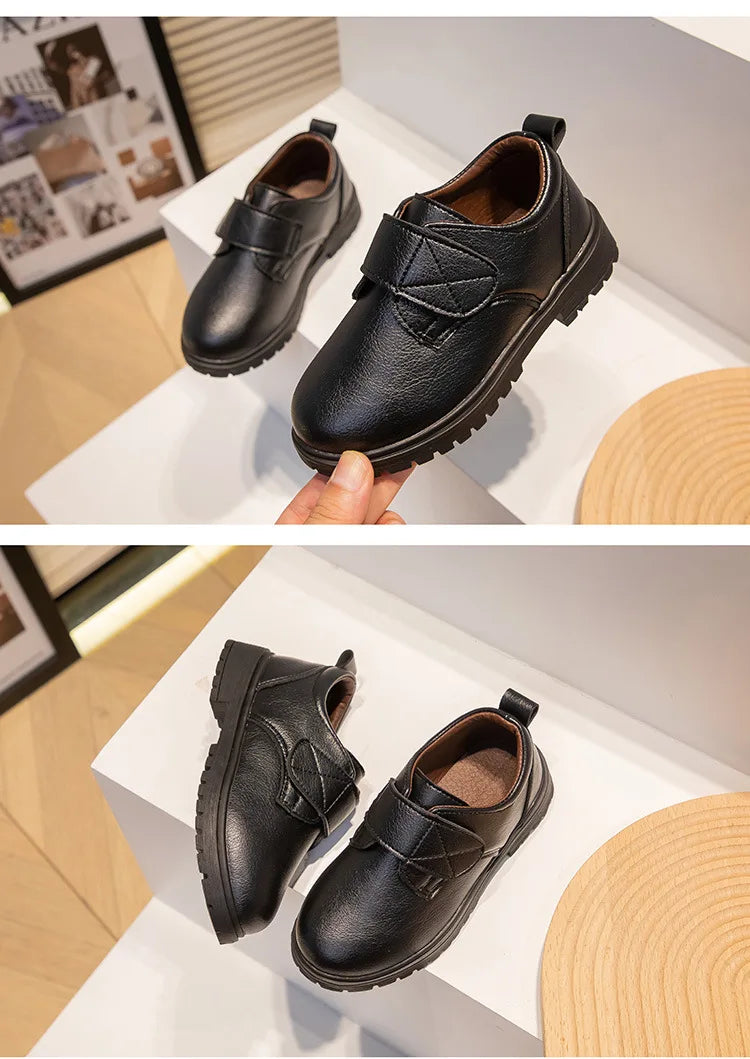 Zapatos de vestir escolares de piel negros para niño