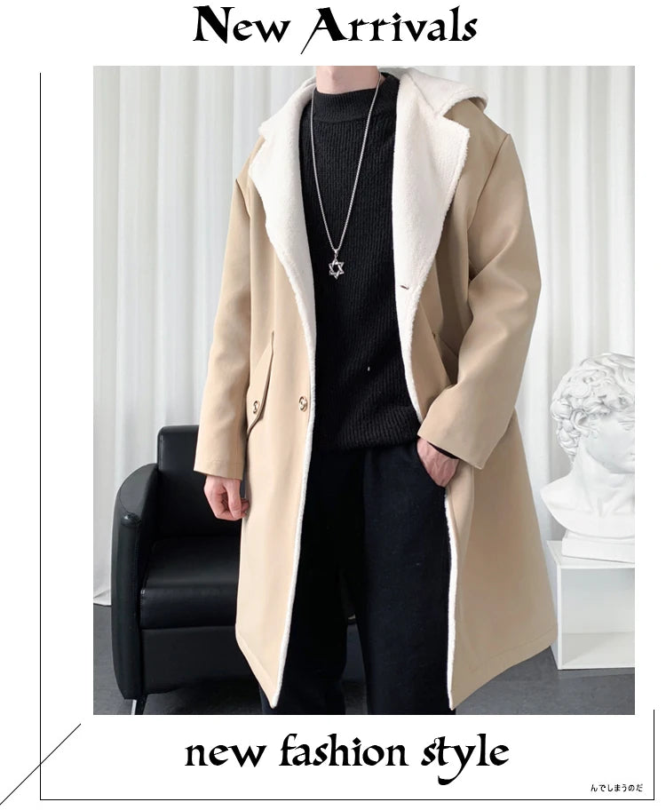 Men’s Hooded Long Trench Coat – Wool-Lined