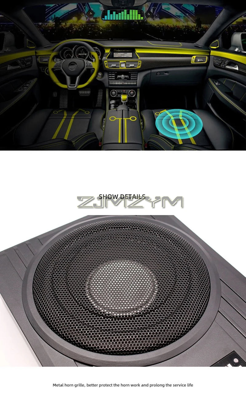 12V High Power Active Subwoofer with Built-in Amplifier, 10"  8'' Slim Under-Seat Active Powered Car Truck Subwoofer